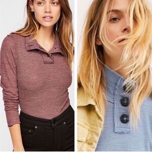 We the Free Marigold Mock Neck Thermal Top XS